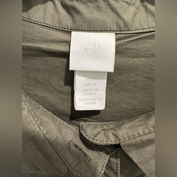 H&M Olive Green Shirt Dress, puff sleeve, size XL - Picture 6 of 12